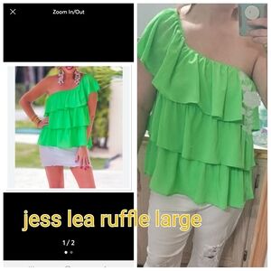 Jess Lea Vibrant Green Ruffle Blouse